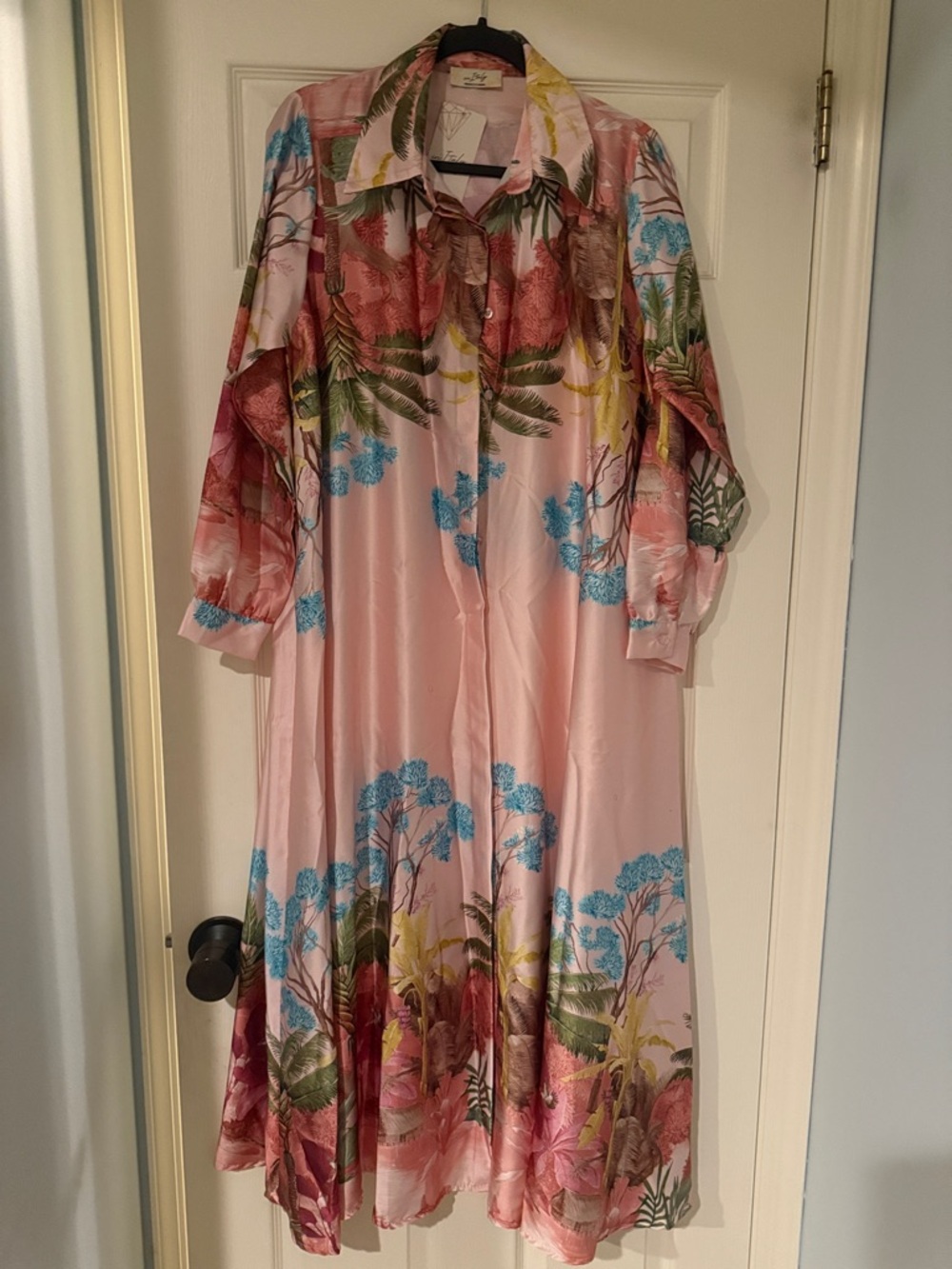 Silky Pink Floral Maxi Dress made in Italy old money rich sophisticated vacation